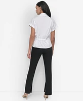 Dkny Women's Cotton Cap-Sleeve Button-Front Shirt