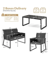 Gymax 8 Piece Patio Weather Resistant Wicker Furniture Set Outdoor Conversation Set w/ Quick Dry Foam