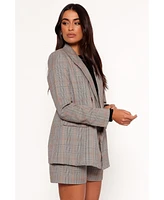 Petal and Pup Women's Lesia Double Button Fitted Plaid Blazer