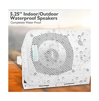 Pyle PDWR40W 5.25" Waterproof Indoor/Outdoor Wall Mount Speakers - 400W, White, Pair