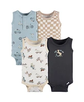 Gerber Baby Boys 4-Pack Sleeveless Onesies Bodysuits, Blue Bike