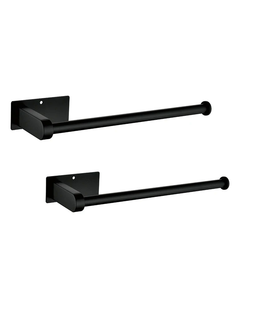 2 Pack Paper Towel Holder Wall Mount, Black Paper Towel Holder Under Cabinet, Self Adhesive Paper Towel Holders