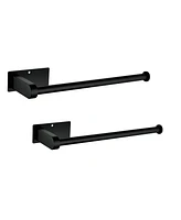 2 Pack Paper Towel Holder Wall Mount, Black Paper Towel Holder Under Cabinet, Self Adhesive Paper Towel Holders