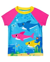 Baby Shark Baby Girls Shark Shark Rash Guard Tankini Top and Bikini Bottom 3 Piece Swimsuit Set