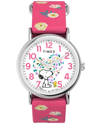 Timex Women's Quartz Analog Pink Nylon Watch, 38mm