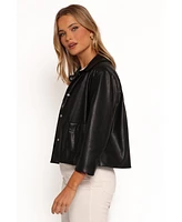 Petal and Pup Women's Evora Faux Leather Button Front Jacket