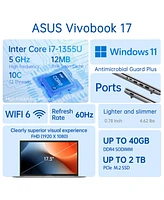 Asus Vivobook 17 17.3" Daily Traditional Laptop Intel Core i7 1355U 8GB Ram Intel Uhd Graphics 1TB Ssd Storage Windows 11 Home Fhd 60Hz - Silver