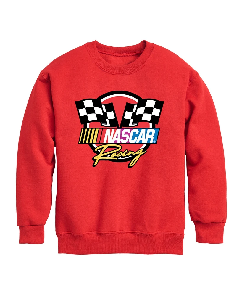 Hybrid Big Boys Nascar Racing Logo Graphic Crew Fleece Sweatshirt