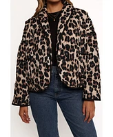 Petal and Pup Women's Marcos Leopard Print Quilted Jacket