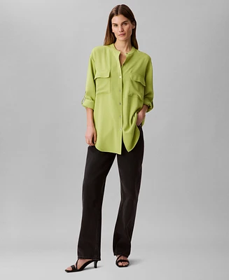 Calvin Klein Women's Crepe Relaxed Button-Front Shirt