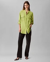 Calvin Klein Women's Crepe Relaxed Button-Front Shirt