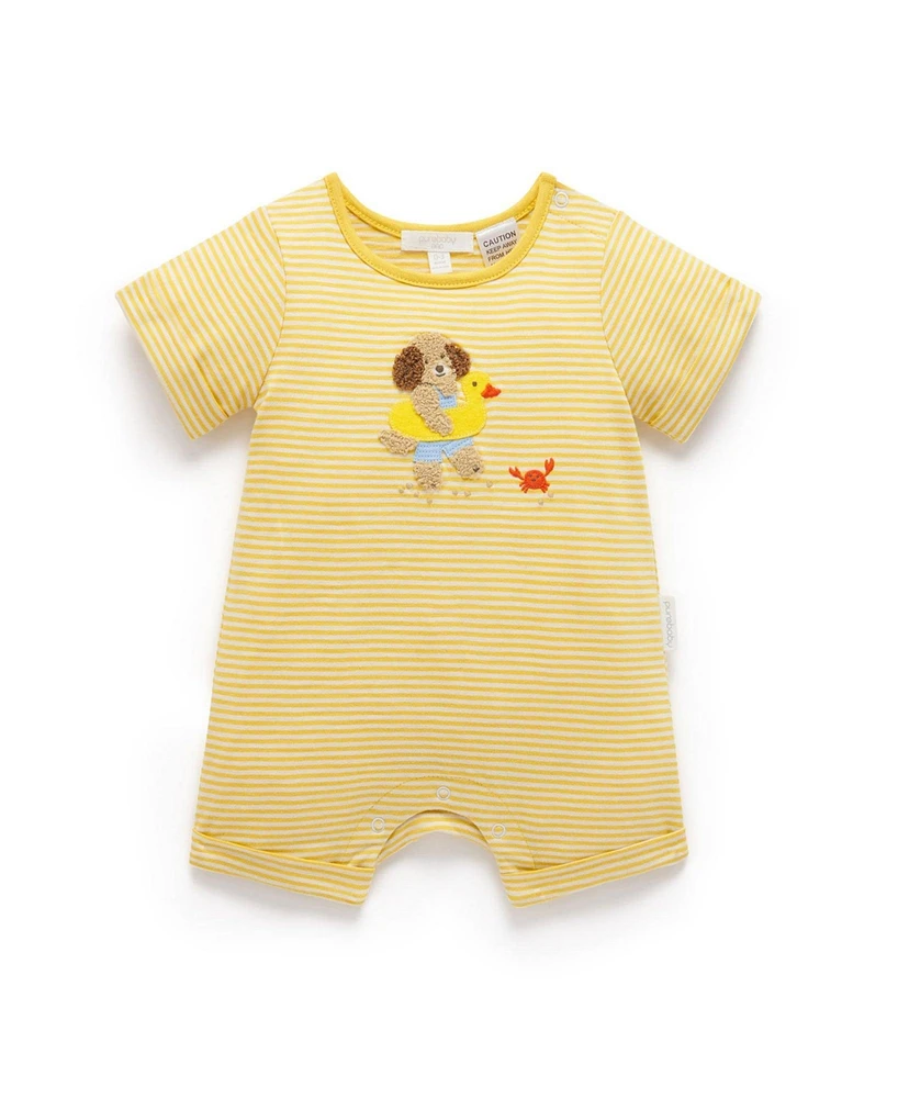 Purebaby Baby Yellow Striped Short Romper