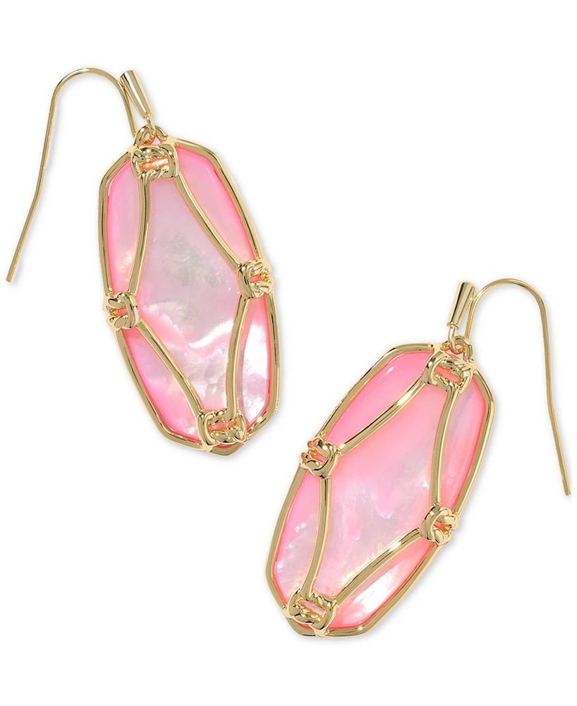 Kendra Scott 14k Gold-Plated Lattice-Framed Mother-of-Pearl Drop Earrings