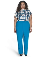 Calvin Klein Plus Lux Modern Fit Mid Rise Straight-Leg Pants