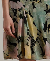 Lauren Ralph Petite Floral Crinkle Georgette Skirt