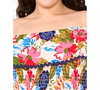 Msk Plus Floral Off-The-Shoulder Smocked Maxi Dress