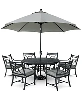 Wythburn Outdoor Dining 7pc Set (60" Round Table & 6 Scroll Chairs)