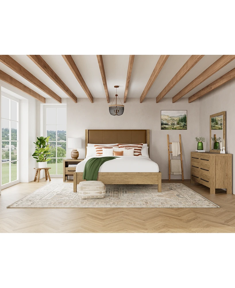 Davie 3-Pc. King Set (Leather Bed, Dresser & -Drawer Nightstand