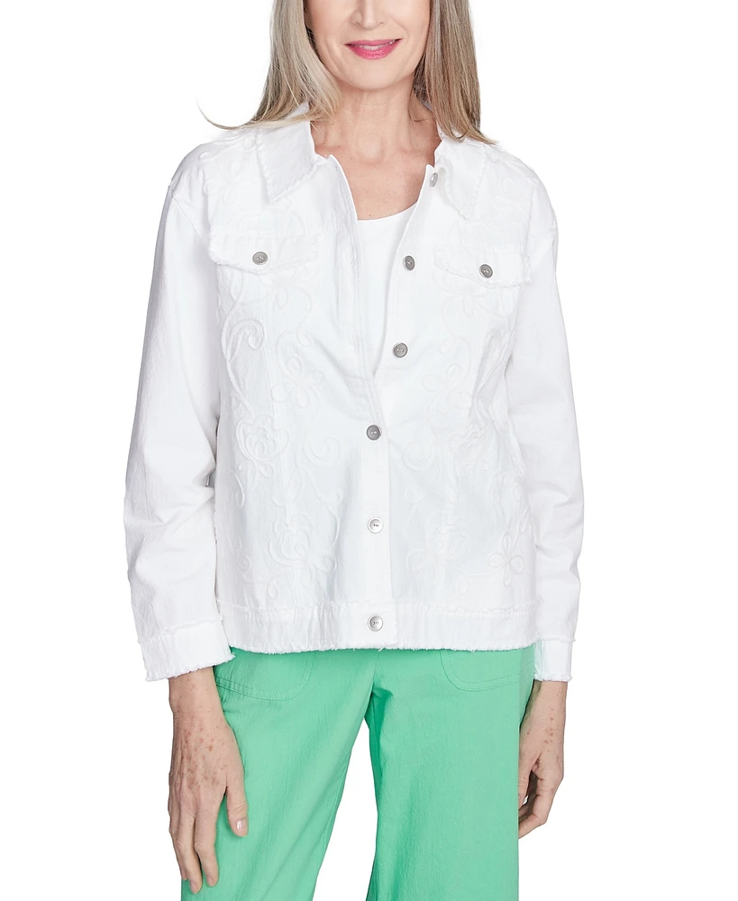 Alfred Dunner Petite Rise & Shine Soutache Fringe Trim Jacket