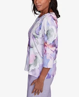 Alfred Dunner Petite Crystal Springs Dramatic Flower Top