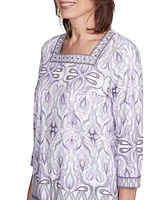 Alfred Dunner Petite Crystal Springs Border Medallion Kaleidoscope Top