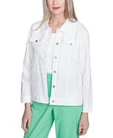 Alfred Dunner Petite Rise & Shine Soutache Fringe Trim Jacket