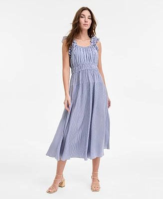 Robbie Bee Women's Ruffled A-Line Sleeveless Midi Dress