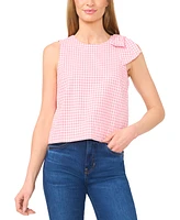 CeCe Women's Gingham Bow-Shoulder Sleeveless Top