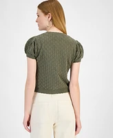 And Now This Petite Pointelle-Knit Button-Front Cardigan, Exclusively at Macy's
