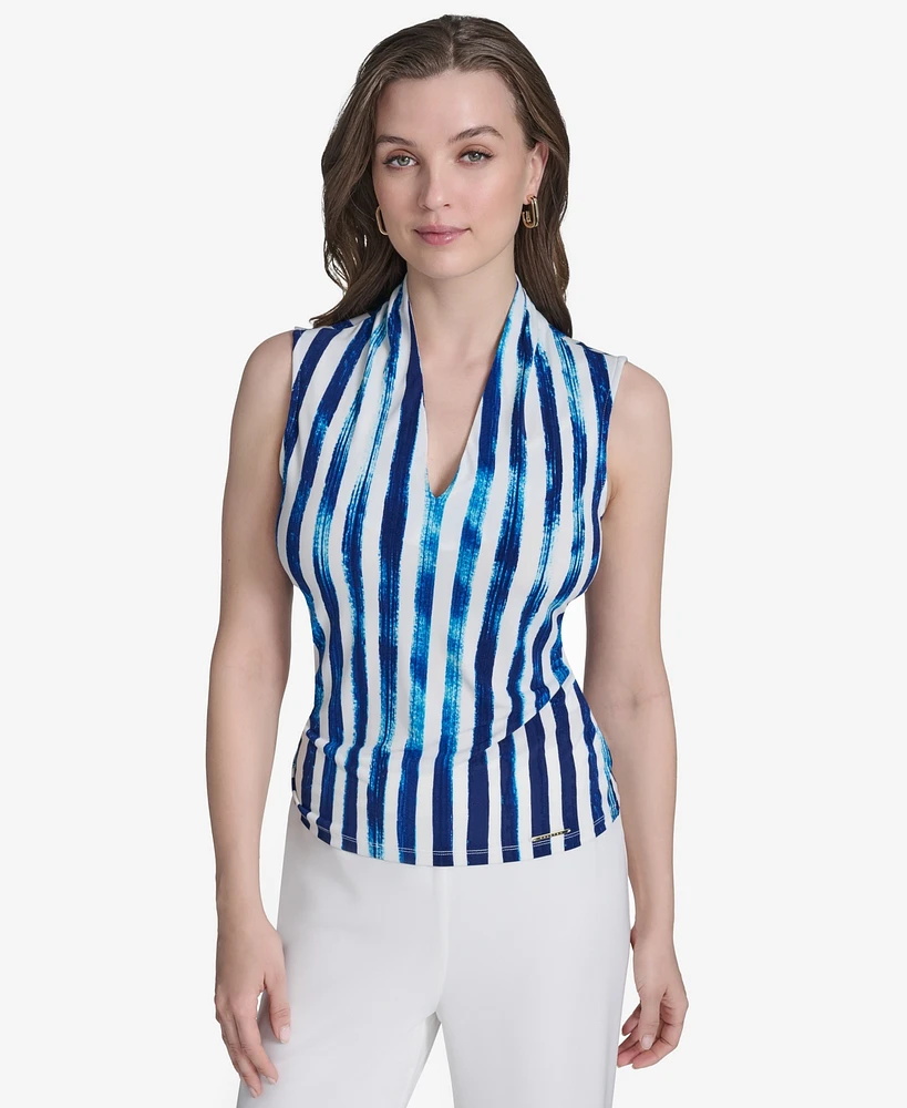 Halston Women's Striped Sleeveless Top