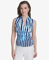 Halston Women's Striped Sleeveless Top