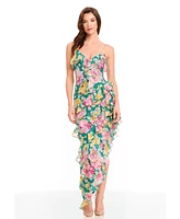 Dress the Population Women's Josefina Printed Ruffle-Trim