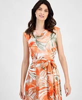 Kasper Women's Printed Cowl-Neck Chiffon Dress