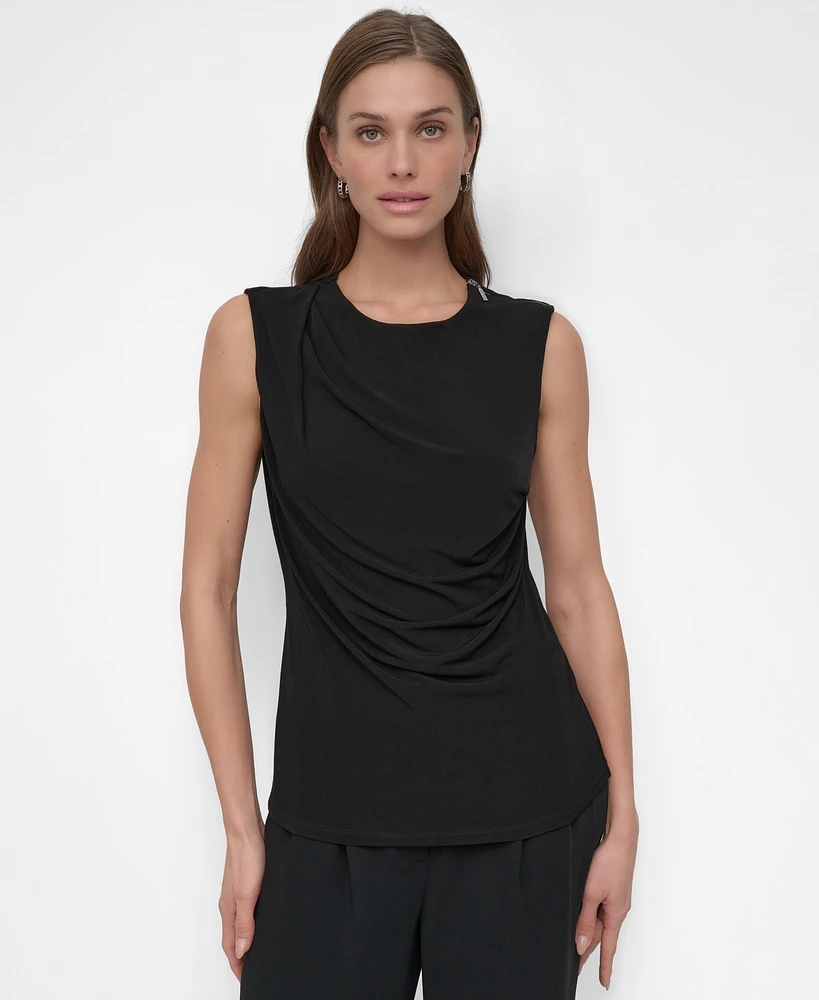 Dkny Petite Draped Sleeveless Top