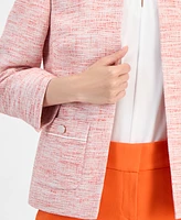 Kasper Women's Tweed Collarless Open-Front Jacket