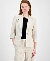 Kasper Women's Pinstripe Notch-Collar 3/4-Sleeve Jacket, Regular & Petite Sizes