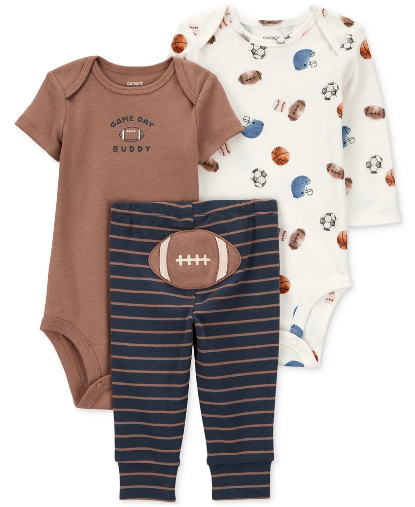 Carter's Baby Boys 3-Pc. Cotton Football Little Character Set