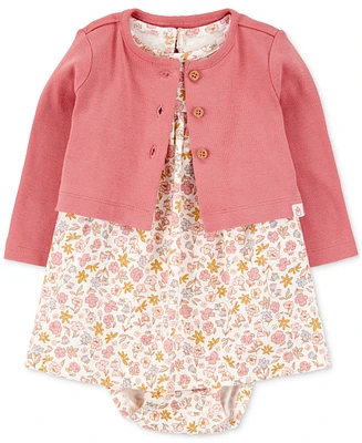 Carter's Baby Girls Cotton Bodysuit Dress & Cardigan, 2 Piece Set