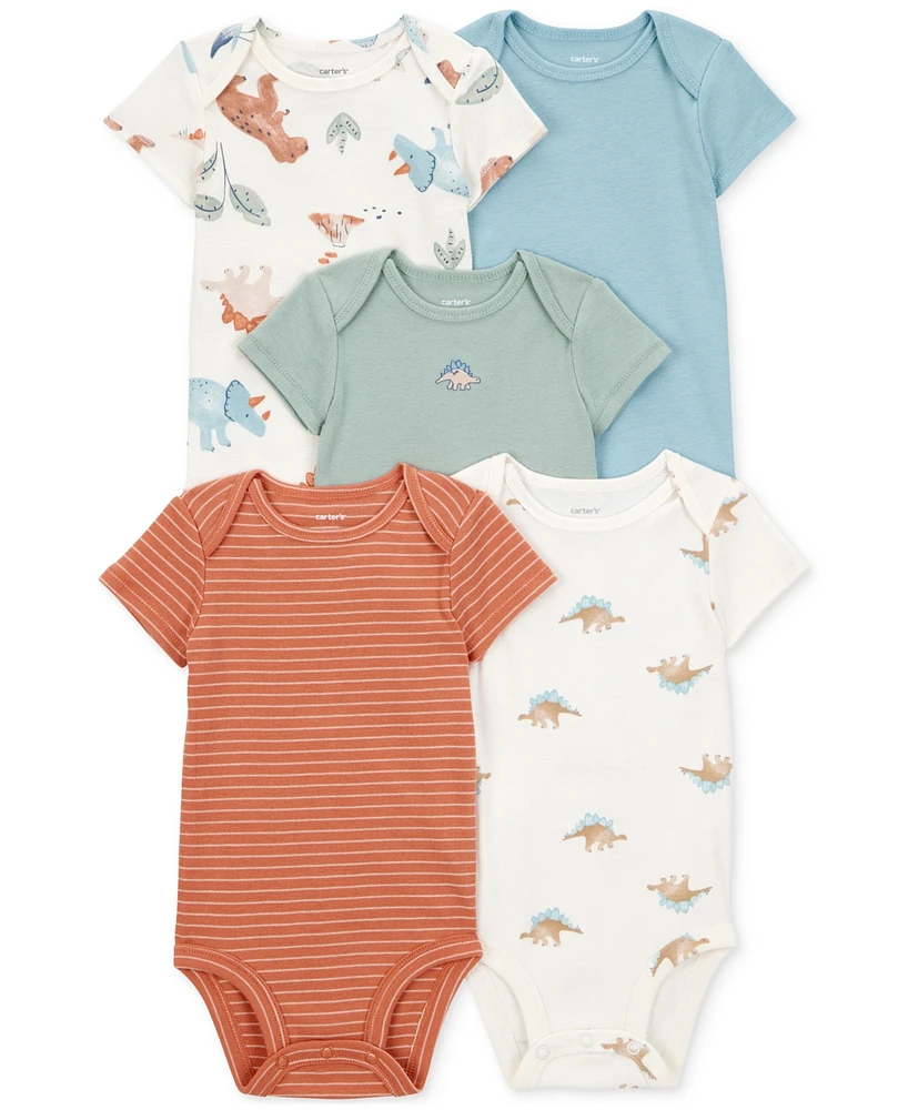 Carter's Baby Boys 5-Pk. Cotton Short-Sleeve Dinosaur Bodysuits