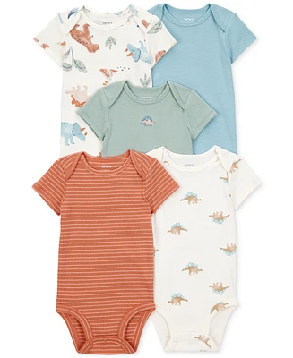 Carter's Baby Boys 5-Pk. Cotton Short-Sleeve Dinosaur Bodysuits