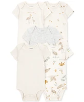 Carter's Baby Boy or Girl Striped Birds Short-Sleeve Bodysuits, 5 Pack