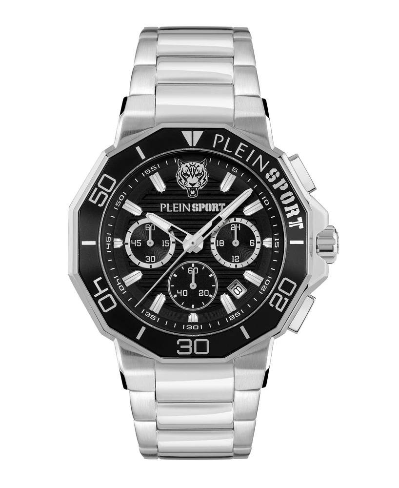Plein Sport Men's Titan Chronograph Date Quartz Stainless Steel Bracelet Watch, 46mm