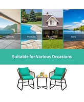 Gymax 3 Piece Patio Conversation Furniture Set Outdoor Bistro Set w/ Cushions
