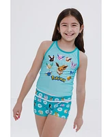 Pokemon Girls Eevee Racerback Upf 50+ Tankini Top and Swim Shorts Outfit Set