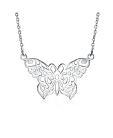 Bling Jewelry Large Butterfly Filigree Pendant Necklace Sterling Silver 16 Inches Statement Piece