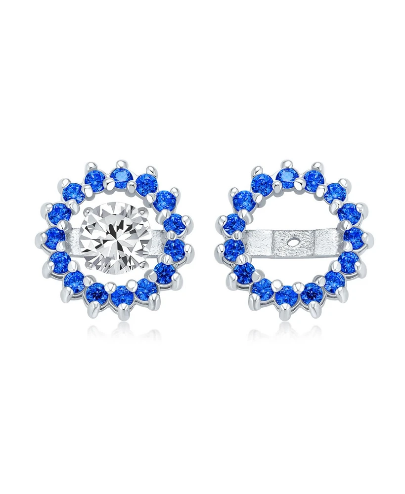Bling Jewelry Cubic Zirconia Cz Round Removable Pave Halo Earrings Jackets Studs Jacket Only Gold Plated .925 Sterling Silver
