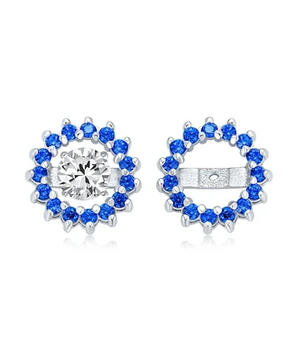 Bling Jewelry Cubic Zirconia Cz Round Removable Pave Halo Earrings Jackets Studs Jacket Only Gold Plated .925 Sterling Silver