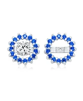 Bling Jewelry Cubic Zirconia Cz Round Removable Pave Halo Earrings Jackets Studs Jacket Only Gold Plated .925 Sterling Silver