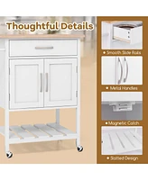 Rolling Kitchen Island Cart with Drawer and Towel Rack