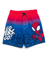 Spidey and His Amazing Friends Toddler Boys Marvel Avengers Spider-Man Rash Guard Swim Trunks